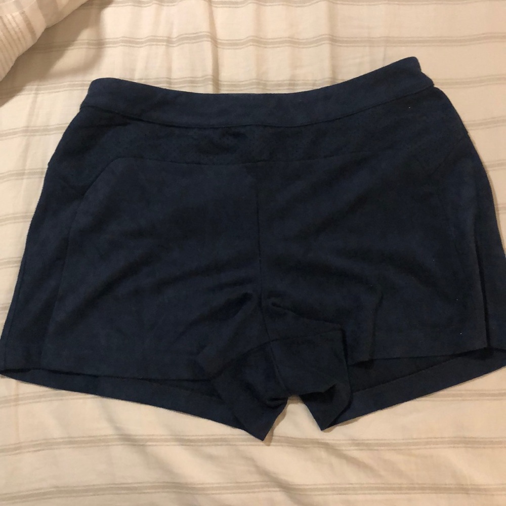 Suede navy shorts